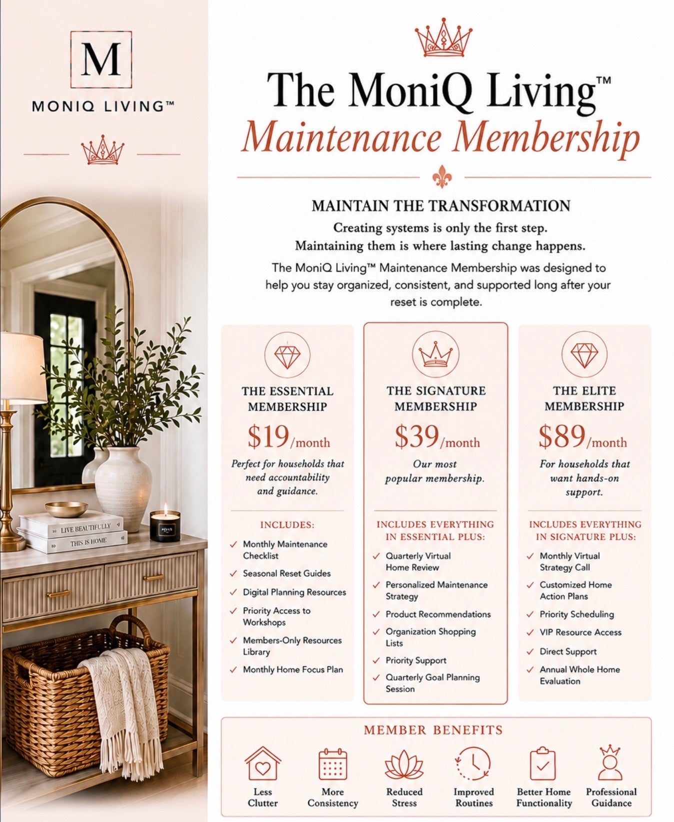 MoniQ Living™ Maintenance Memberships