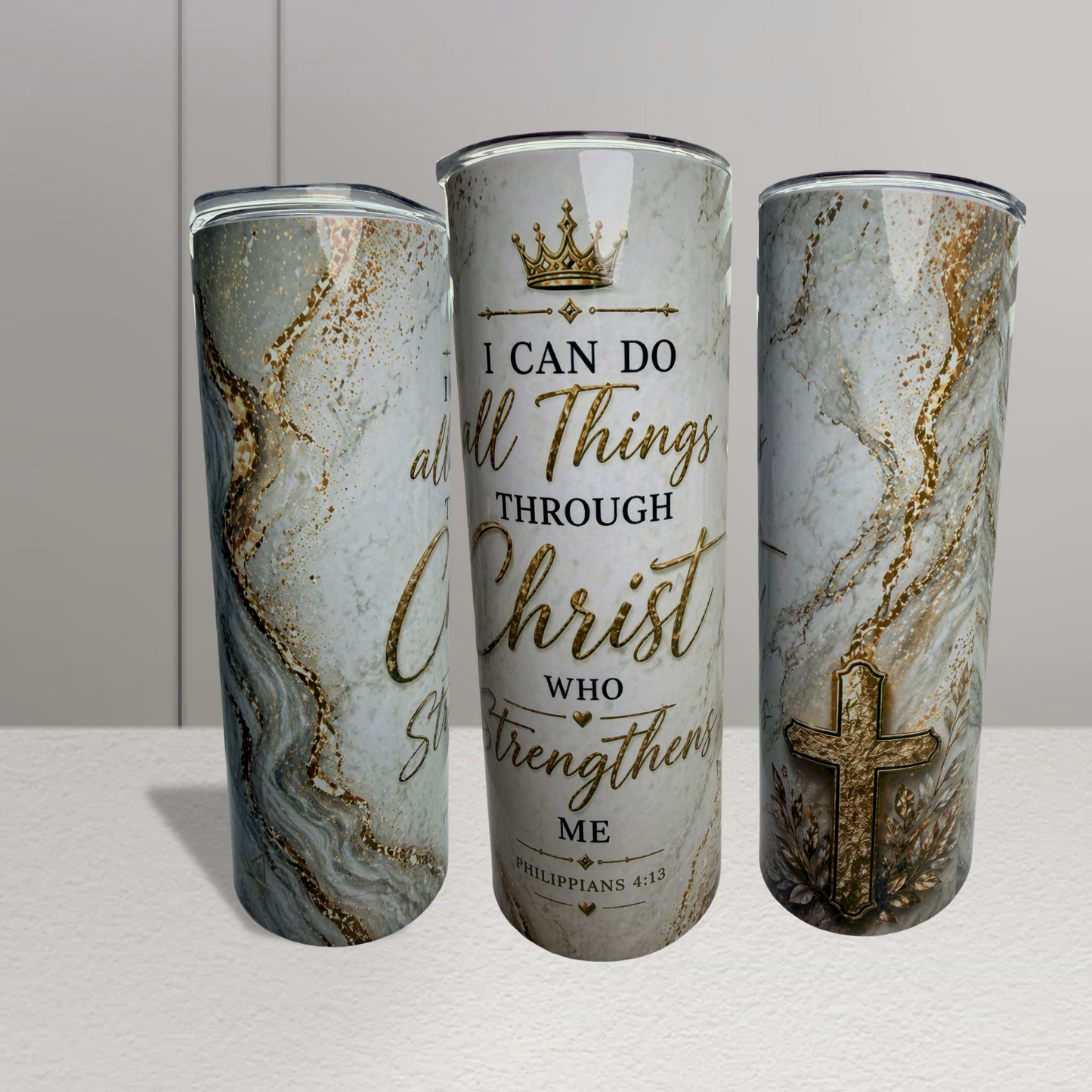 Faith Over Fear Tumbler™ | Christian Scripture Cup | Philippians 4:13 | 20oz
