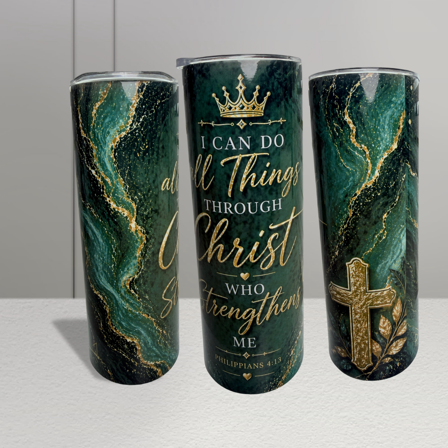 Strength Through Christ Tumbler™ | Christian Bible Verse Cup | Philippians 4:13 | 20oz