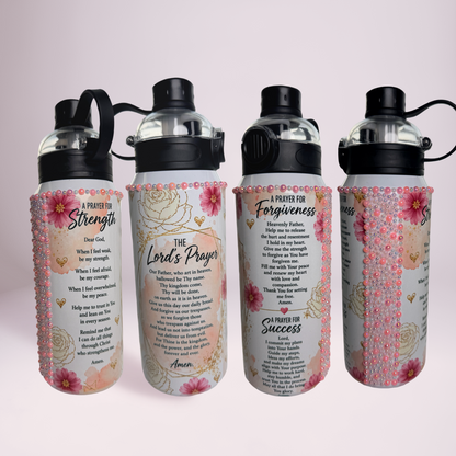 Prayer Collection Luxe Water Bottle™ | Christian Rhinestone Bottle | Faith Gift