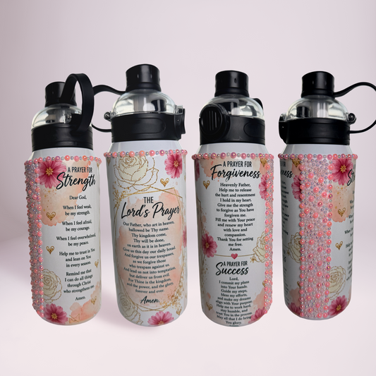 Prayer Collection Luxe Water Bottle™ | Christian Rhinestone Bottle | Faith Gift